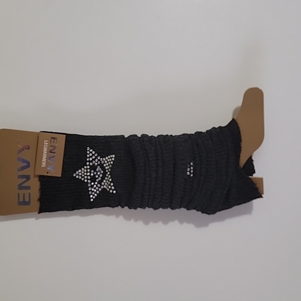 🆕️ Charcoal Knit Legwarmers with Rhinestone Star